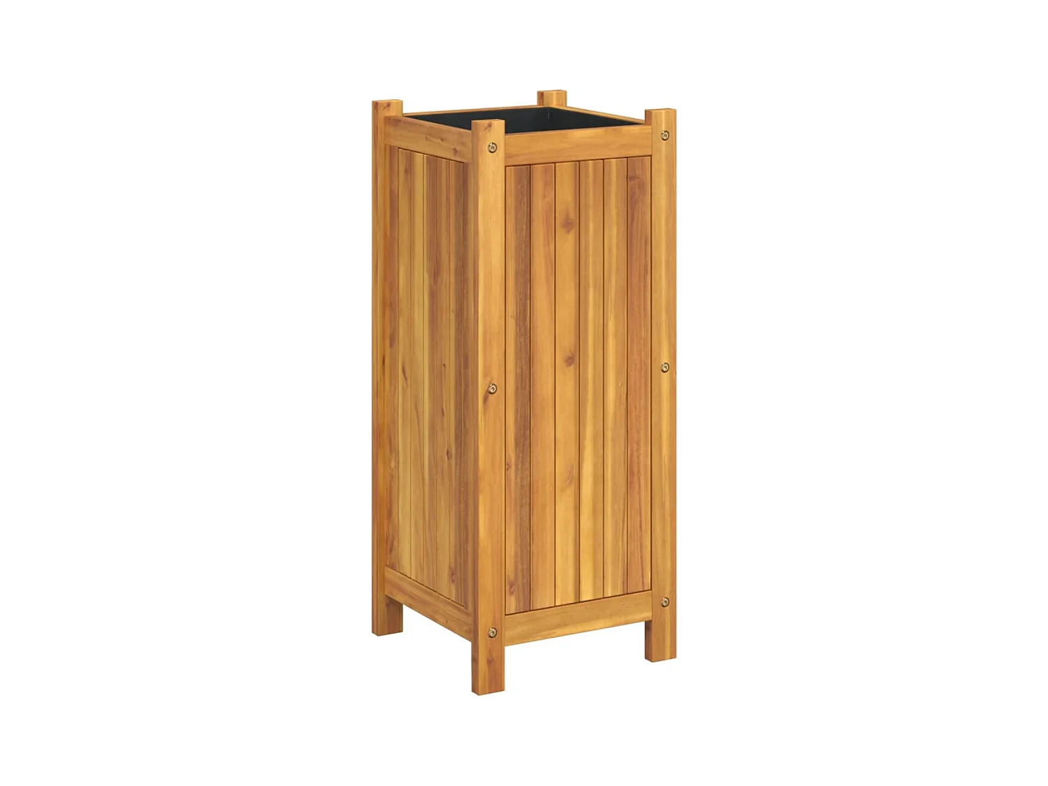 Fioriera rialzata per aiuola da giardino con rivestimento 31 x 31 x 75 cm in legno massello di acacia marrone 02_0038131