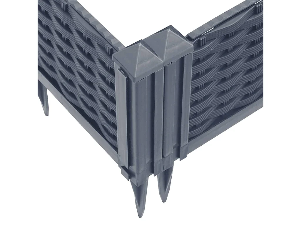 Macetero bancal elevado plantas flores terraza jardín con estacas 362,5 x 42,5 x 28,5 cm PP gris 02_0038190