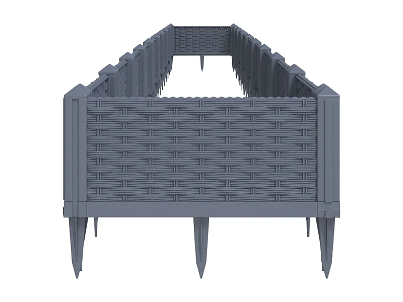 Macetero bancal elevado plantas flores terraza jardín con estacas 362,5 x 42,5 x 28,5 cm PP gris 02_0038190