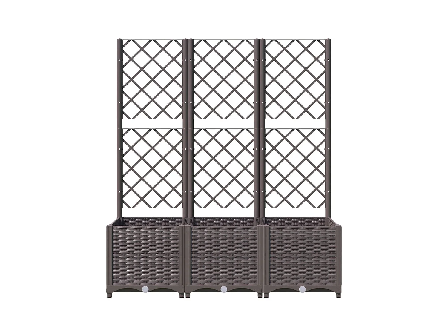 Plantador bandeja elevada plantas flores terraço jardim com treliça 120 x 40 x 136 cm PP marrom 02_0038236