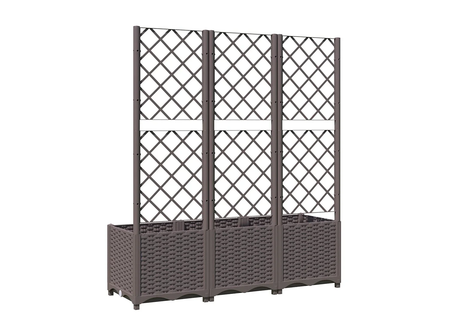 Plantador bandeja elevada plantas flores terraço jardim com treliça 120 x 40 x 136 cm PP marrom 02_0038236