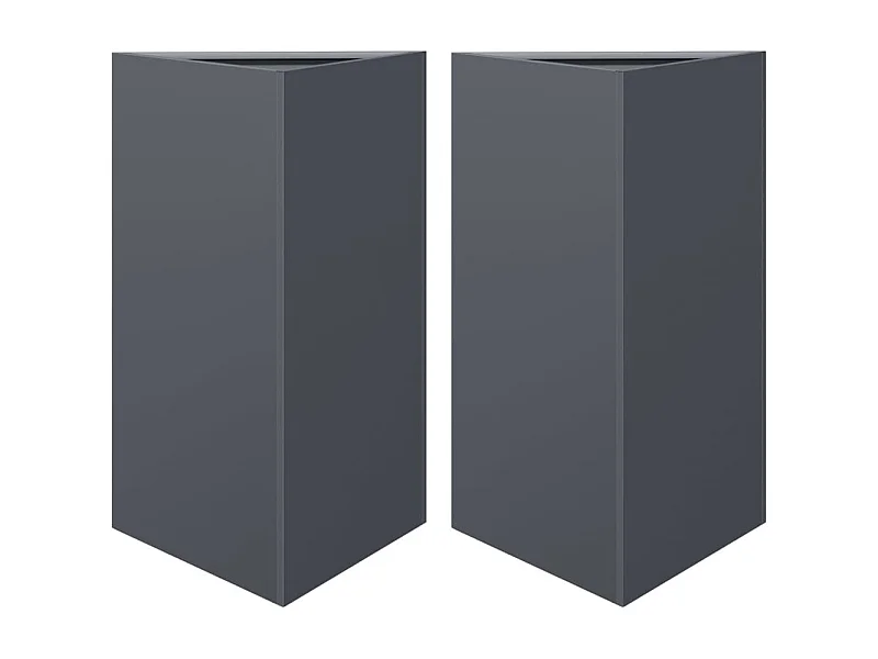 Vaso per fioriera aiuola rialzata piante fiori giardino terrazze set da 2 triangolari 50 x 43 x 75 cm acciaio antracite 02_0039104