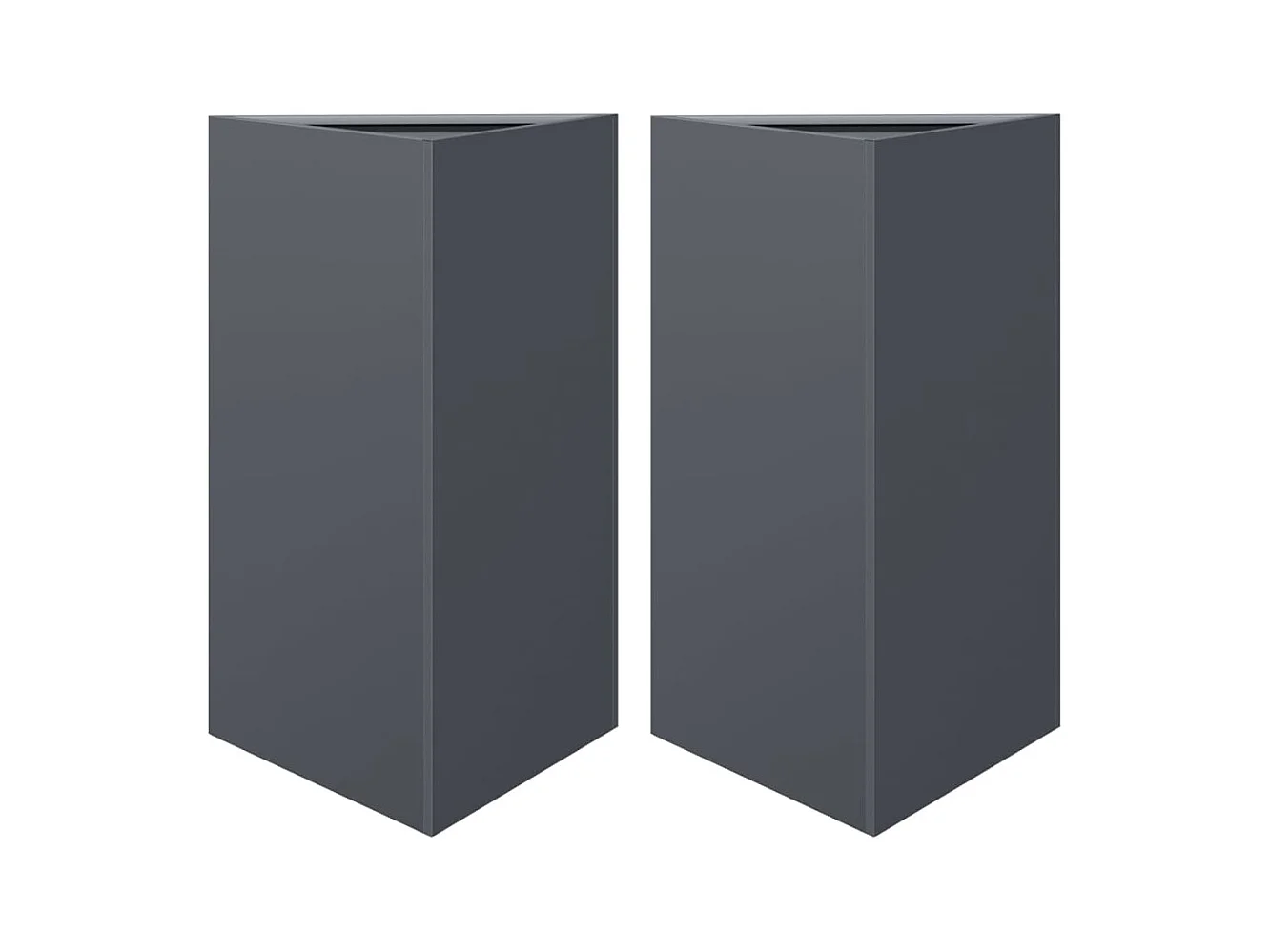 Vaso per fioriera aiuola rialzata piante fiori giardino terrazze set da 2 triangolari 50 x 43 x 75 cm acciaio antracite 02_0039104