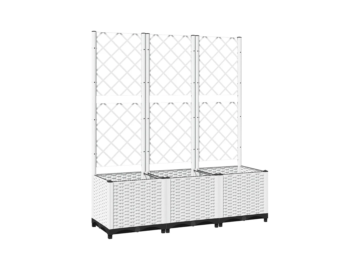Fioriera aiuola rialzata vassoio piante fiori terrazza giardino con traliccio 120 x 40 x 136 cm PP bianco 02_0038234
