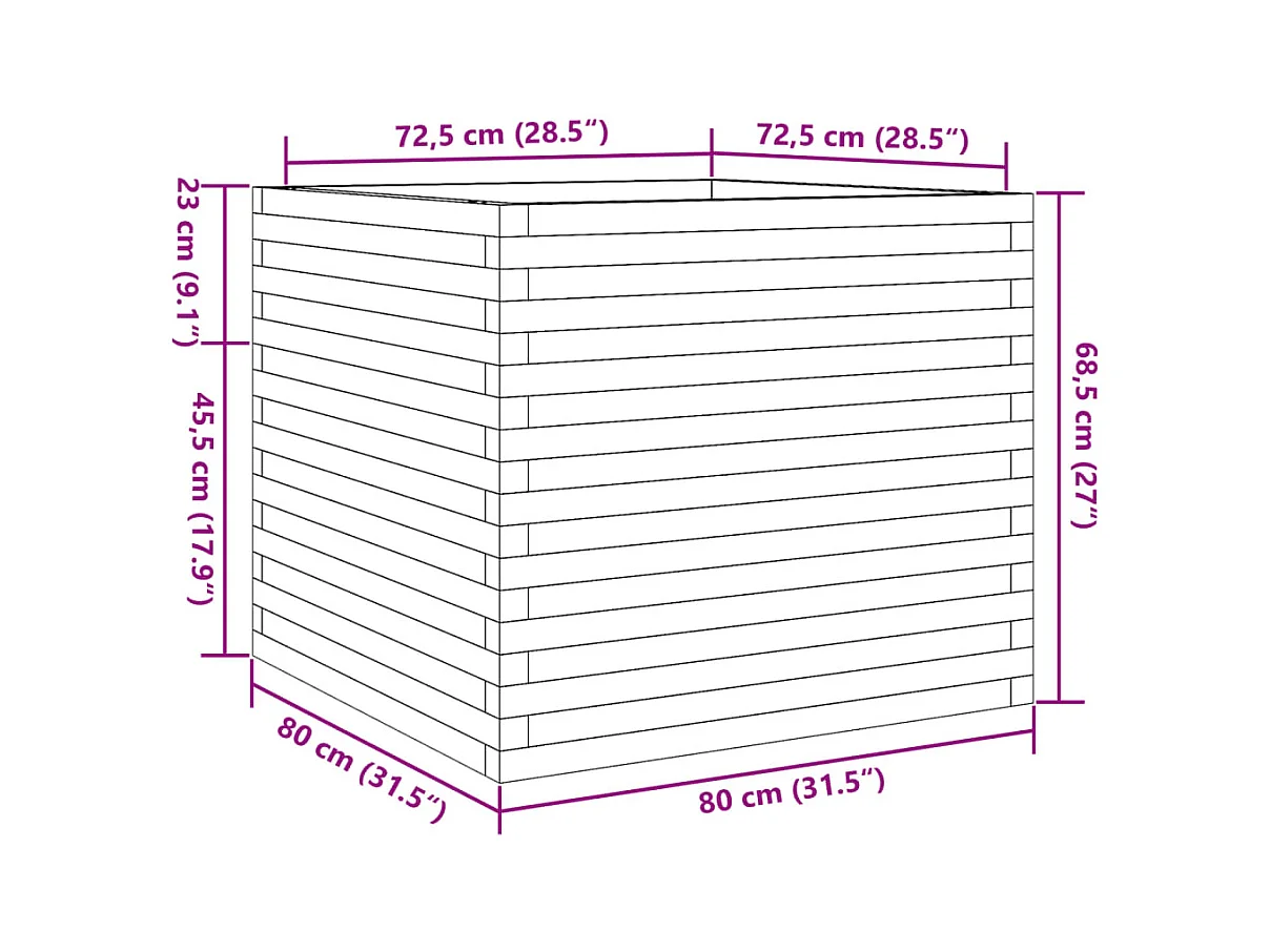 Jardinière bac lit surélevé bois blanche 80 x 80 x 68.5 cm 02_0037924