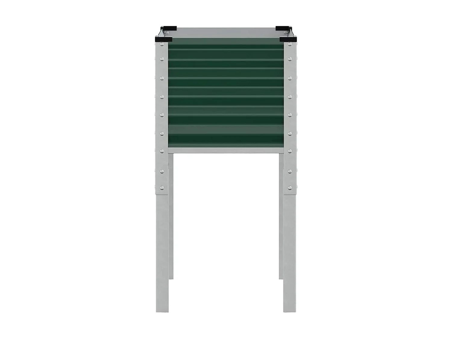 Plantador bandeja elevada plantas flores terraço jardim 45 x 45 x 88 cm aço verde 02_0037616