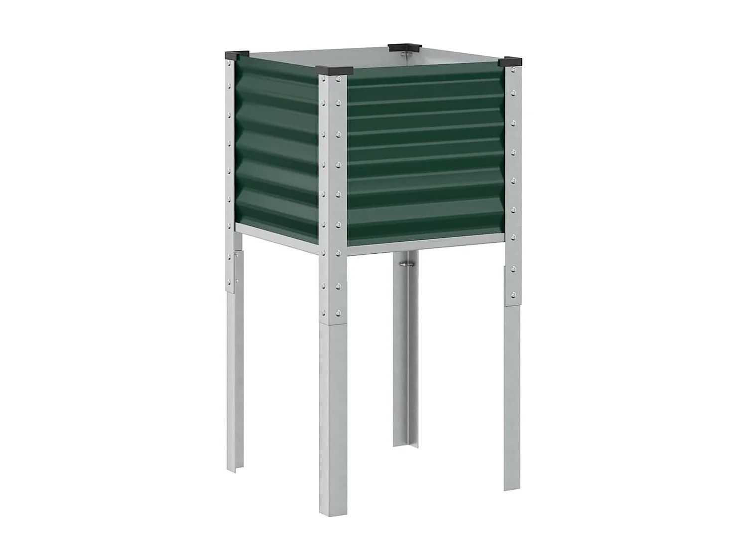 Plantador bandeja elevada plantas flores terraço jardim 45 x 45 x 88 cm aço verde 02_0037616