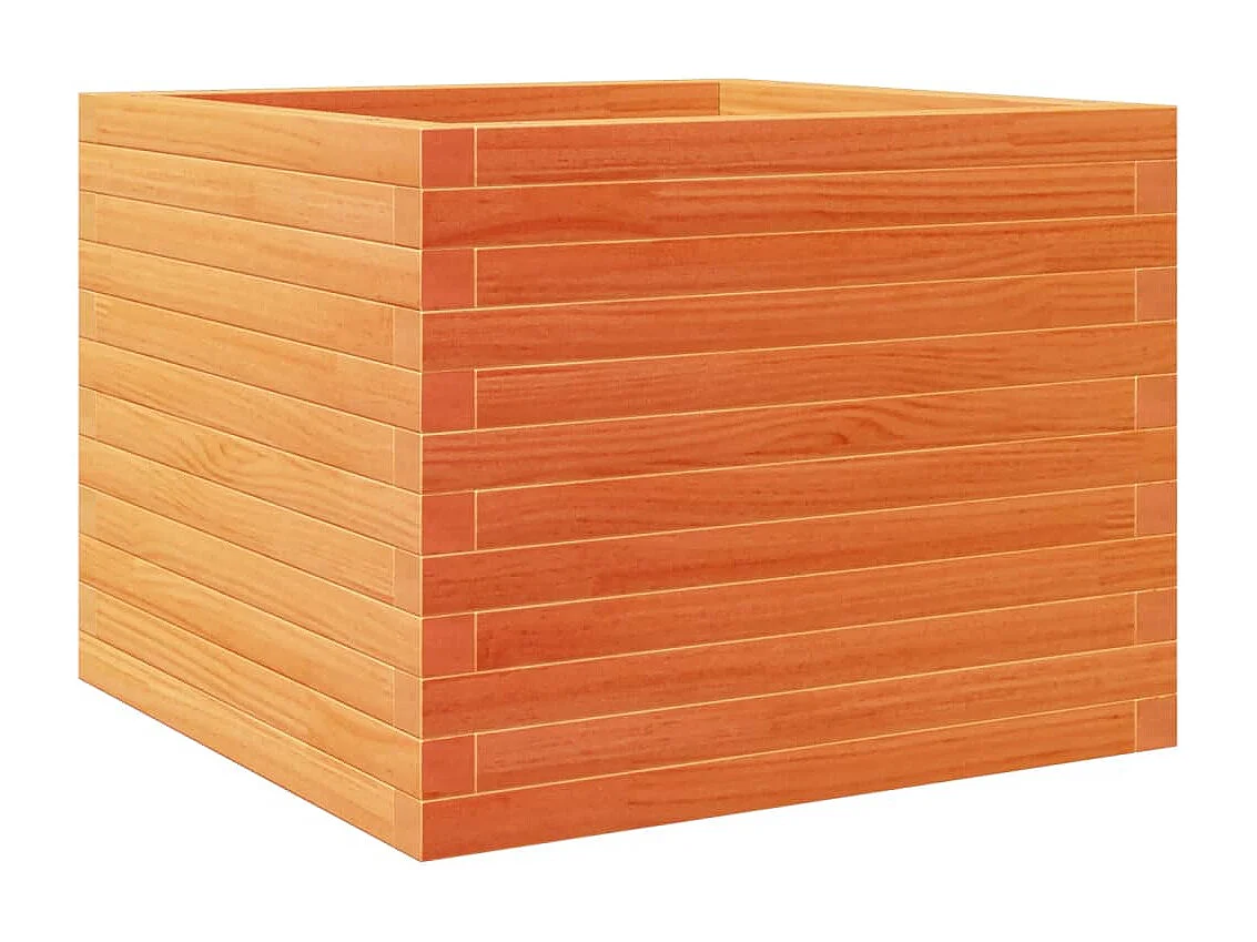 Jardinera elevada para plantas flores terraza jardín acabado encerado 60 x 60 x 46 cm madera maciza de pino marrón 02_0038472