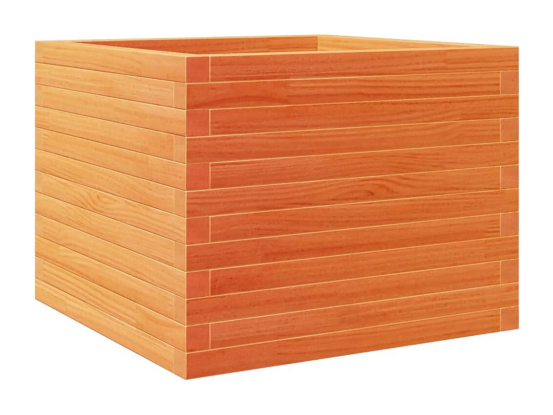 Jardinera elevada para plantas flores terraza jardín acabado encerado 60 x 60 x 46 cm madera maciza de pino marrón 02_0038472