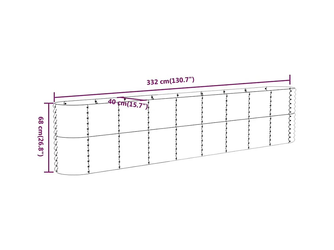 Jardinière bac lit surélevé grise 332 x 40 x 68 cm 02_0039638