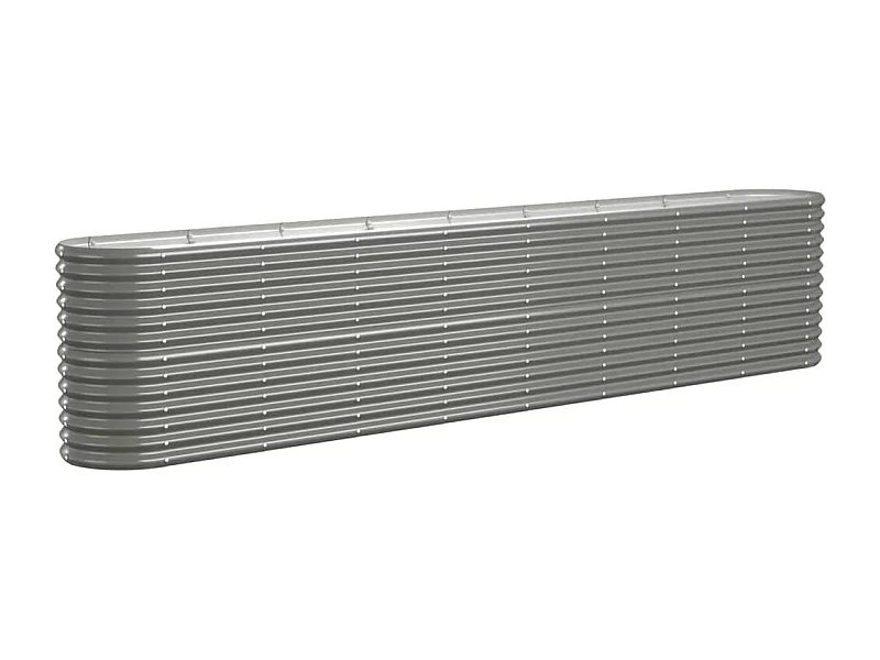 Macetero bancal elevado plantas flores terraza jardín jardín acero con recubrimiento en polvo 332 x 40 x 68 cm gris 02_0039638