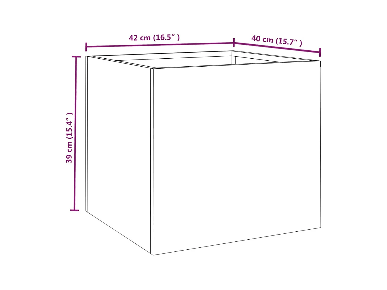 Vassoio fioriera aiuola rialzata piante fiori terrazzo giardino 42 x 40 x 39 cm acciaio corten marrone 02_0037603