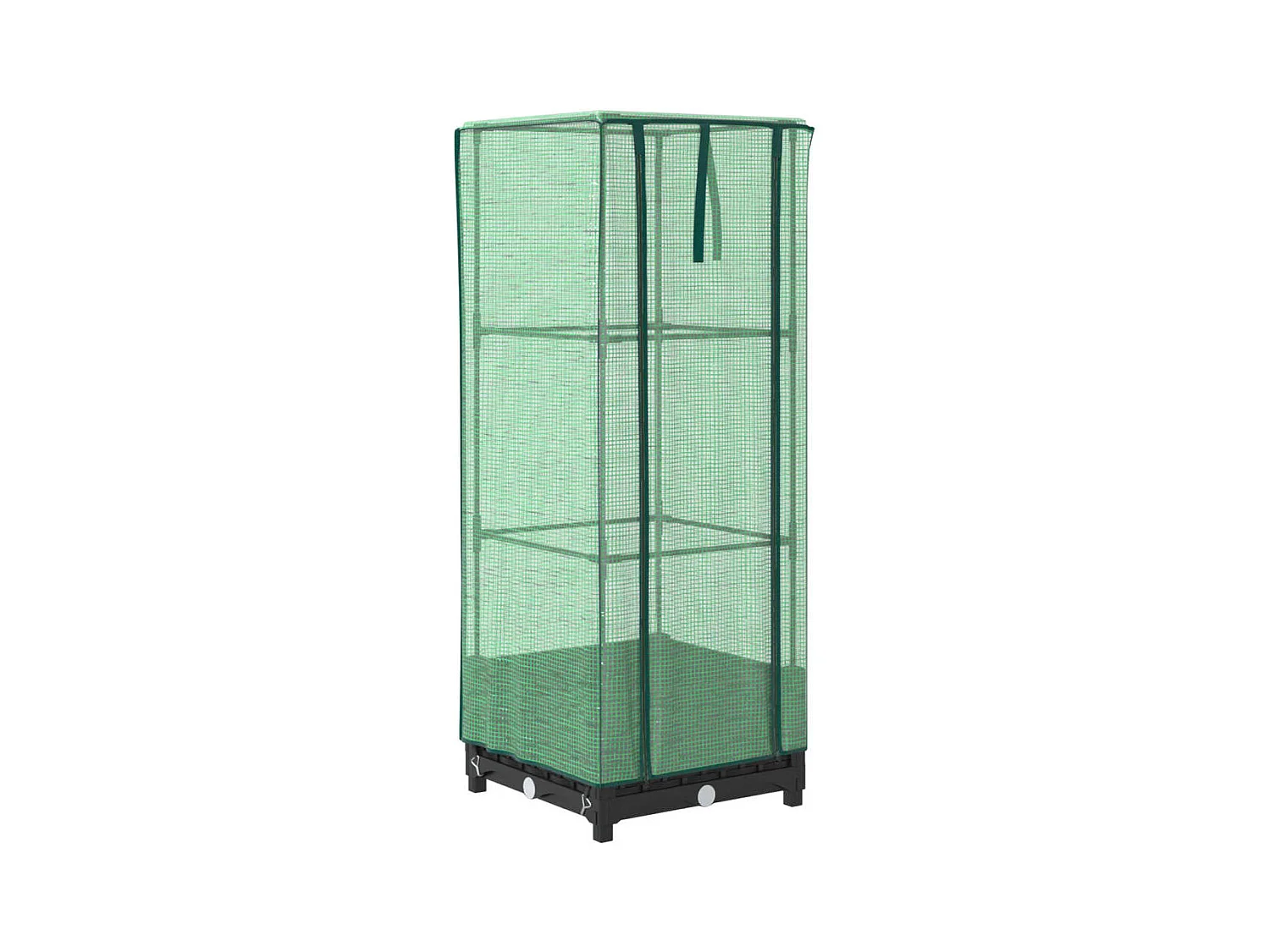 Macetero elevado para bancal, plantas, flores, jardín elevado, terraza con cubierta de aspecto de ratán, 40 x 40 x 123 cm, negro 02_0038770