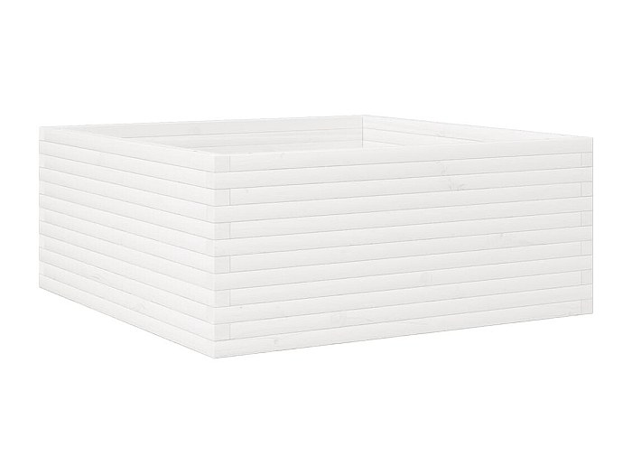 Vassoio Per Fioriera Aiuola Rialzata Piante Fiori Terrazza Giardino 50 X 50 X 26,5 Cm Legno Di Pino Massiccio Bianco 02 0037633