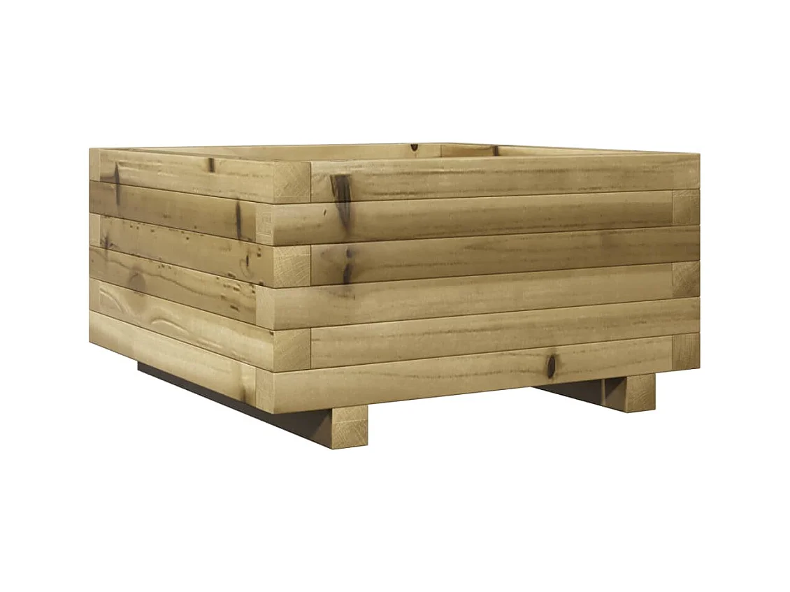 Vassoio per fioriera aiuola rialzata piante fiori terrazza giardino 50 x 50 x 26,5 cm legno di pino impregnato marrone 02_0037631