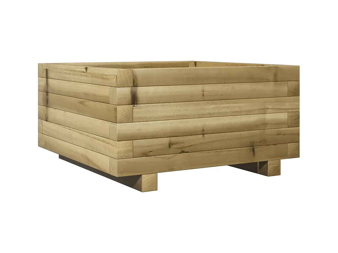 Vassoio per fioriera aiuola rialzata piante fiori terrazza giardino 50 x 50 x 26,5 cm legno di pino impregnato marrone 02_0037631