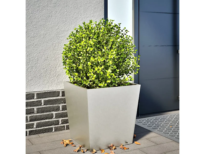 Macetero bancal elevado plantas flores terraza jardín 50 x 50 x 50 cm acero inoxidable gris claro 02_0037661