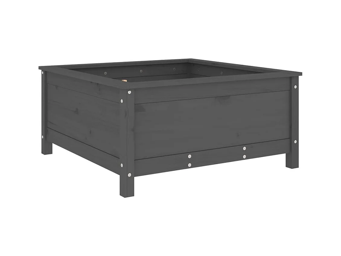 Vassoio per fioriera aiuola rialzata piante fiori terrazza giardino 82,5 x 82,5 x 39 cm legno massello di pino grigio 02_0037944