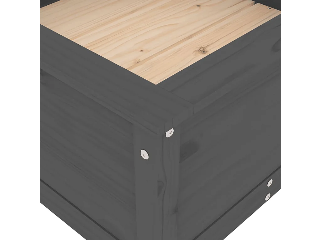 Bandeja para plantador de plantas com canteiro elevado flores terraço jardim 82,5 x 82,5 x 39 cm madeira de pinho cinza maciço 02_0037944