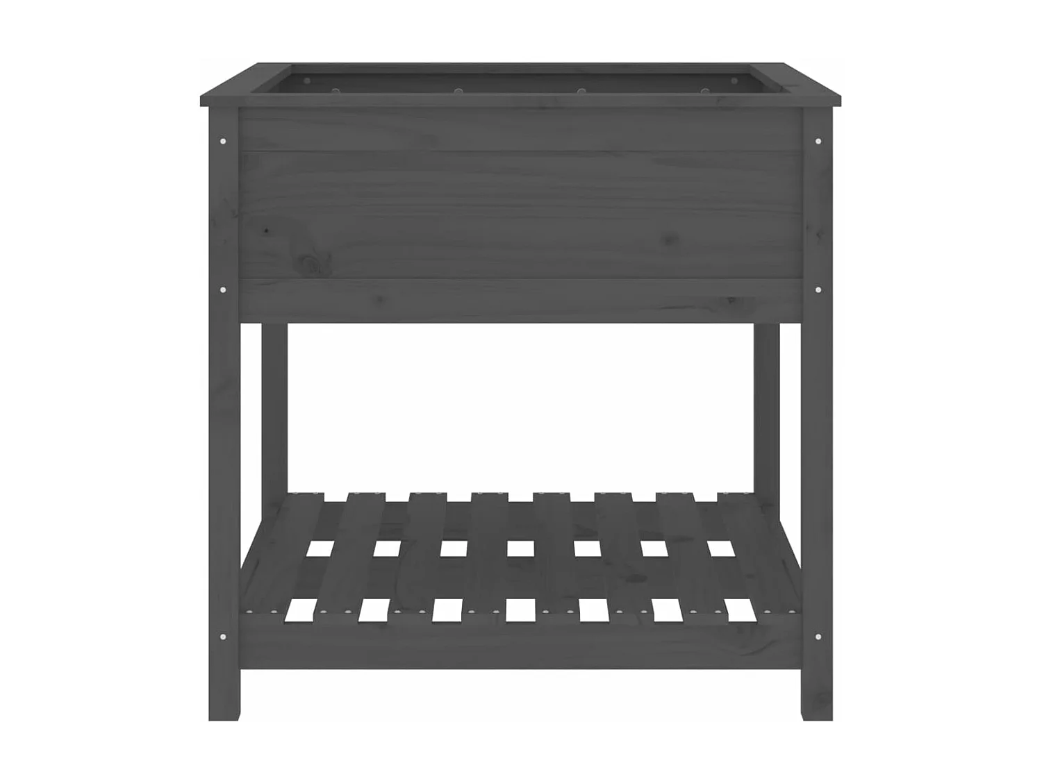 Fioriera aiuola rialzata vassoio piante fiori terrazza giardino con ripiano 82,5 x 82,5 x 81 cm legno massello di pino grigio 02_0038410