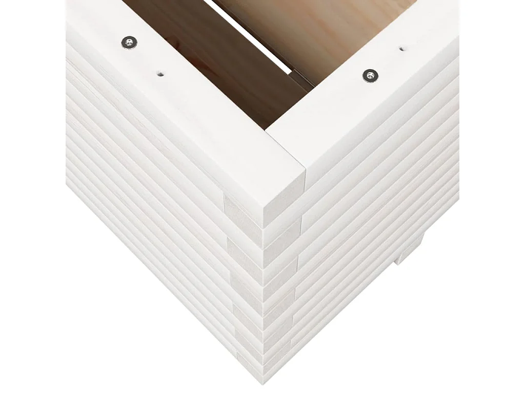 Macetero bancal elevado plantas flores terraza jardín 100 x 100 x 49,5 cm madera maciza de pino blanco 02_0037263