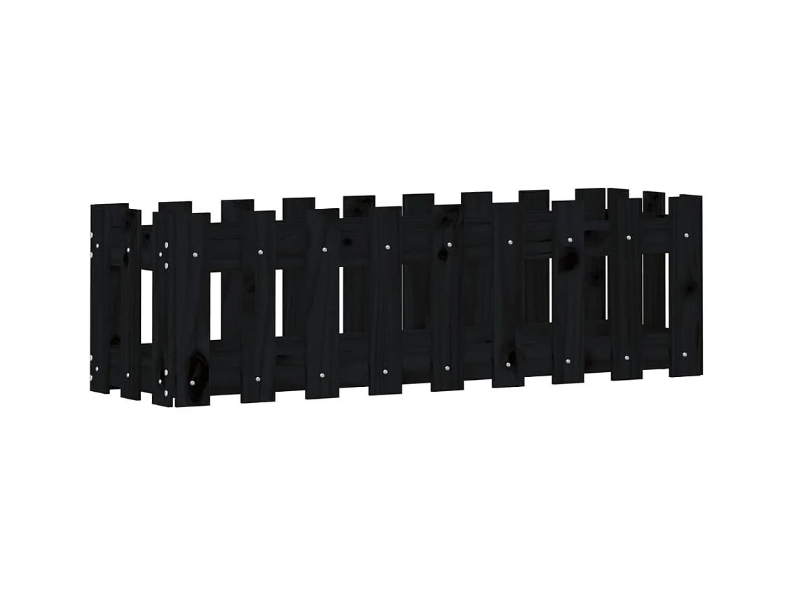 Vassoio per fioriera aiuola rialzata piante fiori terrazza giardino recinzione giardino design 100 x 30 x 30 cm pino massiccio nero 02_0039787