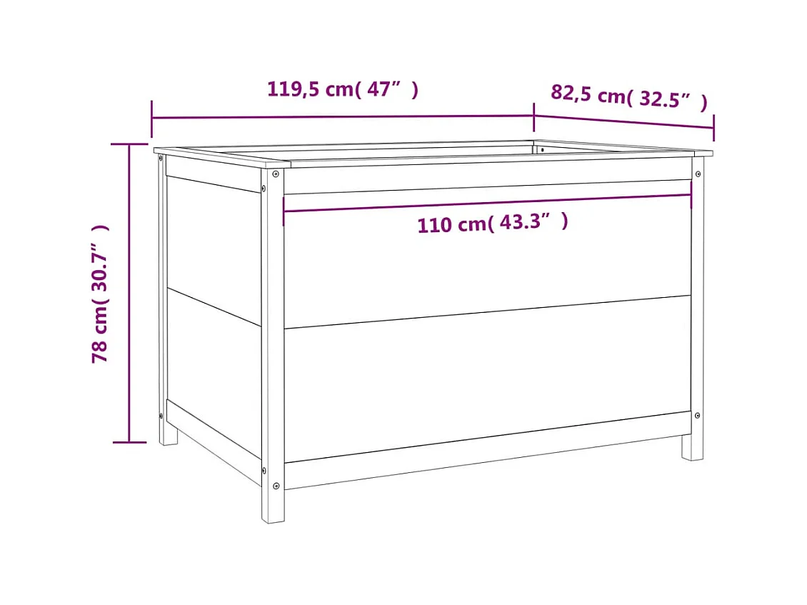 Jardinière bac lit surélevé bois marron 119.5 x 82.5 x 78 cm 02_0039331