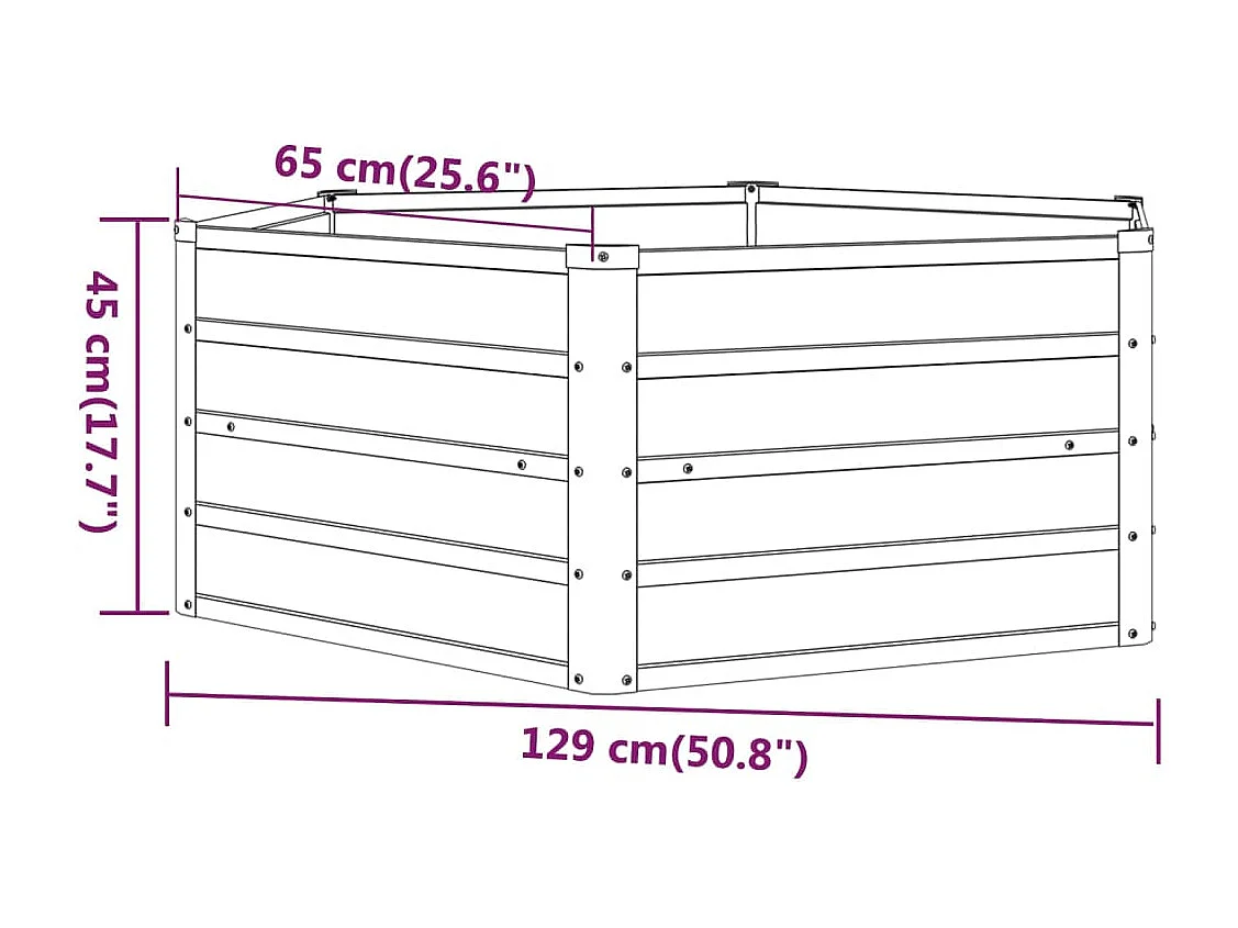 Macetero bancal elevado plantas flores terraza jardín oxidado 129 x 129 x 45 cm acero corten marrón 02_0039860