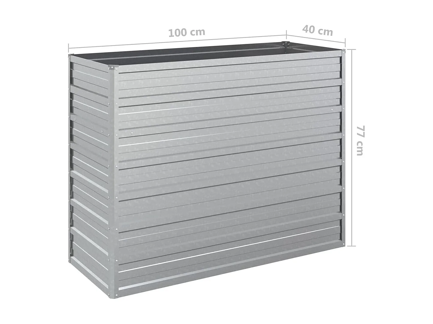 Macetero bancal elevado plantas flores terraza jardín jardín 100 x 40 x 77 cm acero galvanizado plateado Plata 02_0039301