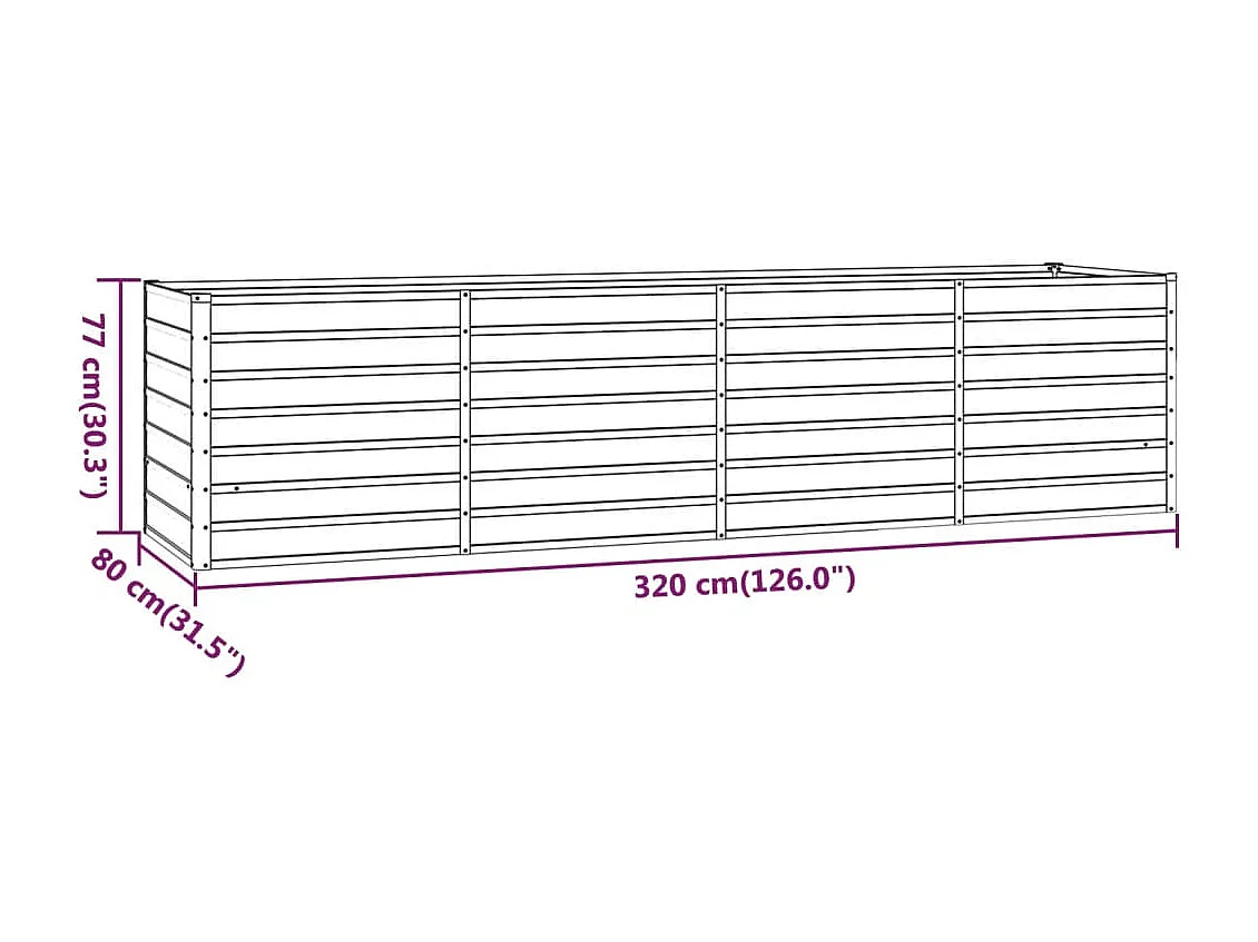 Jardinière bac lit surélevé marron 320 x 80 x 77 cm 02_0039873