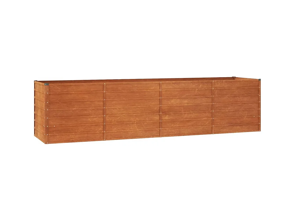 Vassoio per fioriera aiuola rialzata piante fiori terrazza giardino arrugginito 320 x 80 x 77 cm acciaio corten marrone 02_0039873