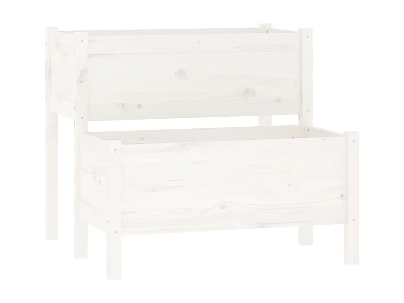 Macetero bancal elevado plantas flores terraza jardín 84,5 x 84 x 75 cm madera maciza de pino blanco 02_0037958