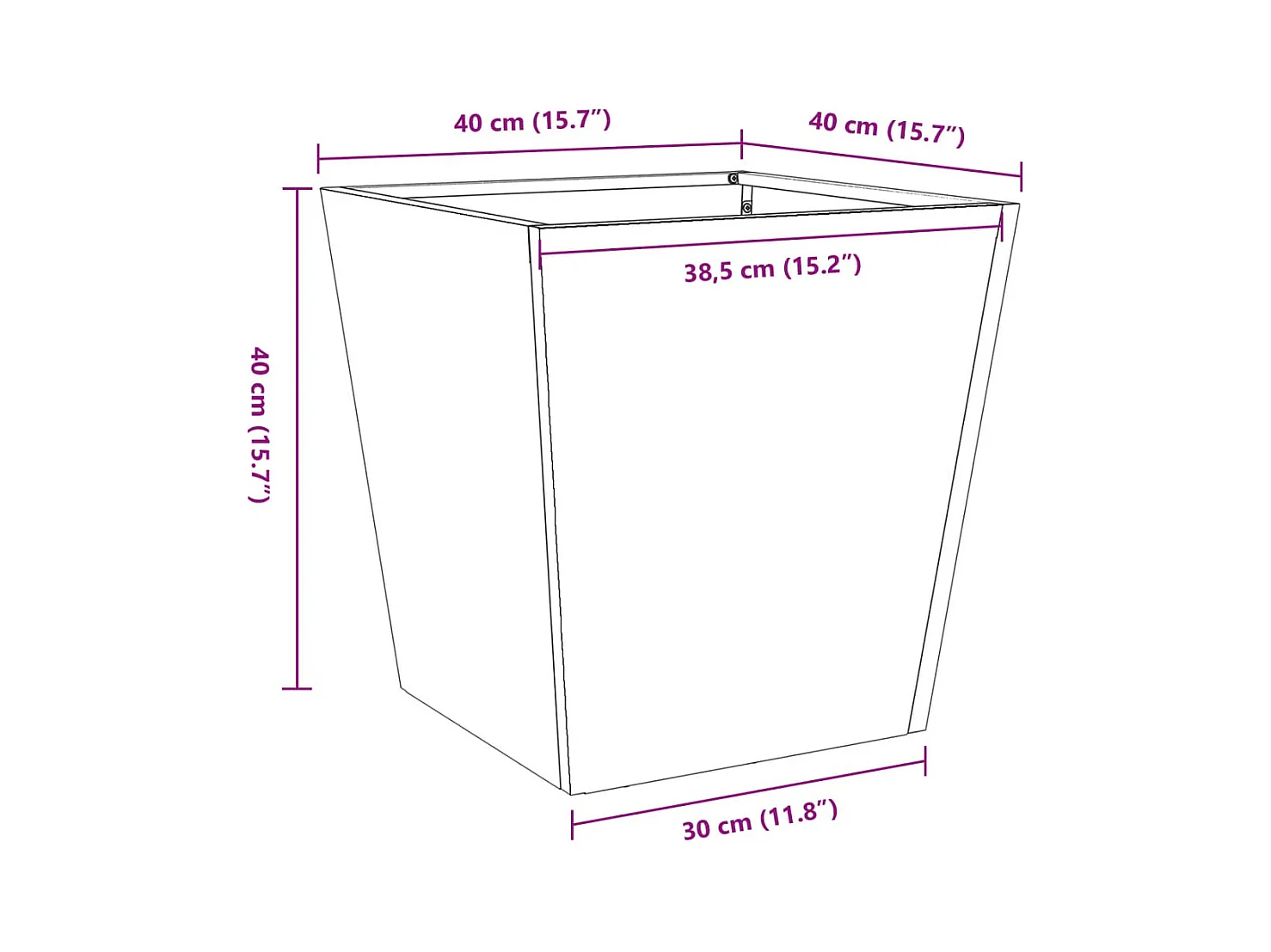 Vassoio per fioriera aiuola rialzata piante fiori terrazzo giardino 40 x 40 x 40 cm acciaio inox grigio 02_0037546