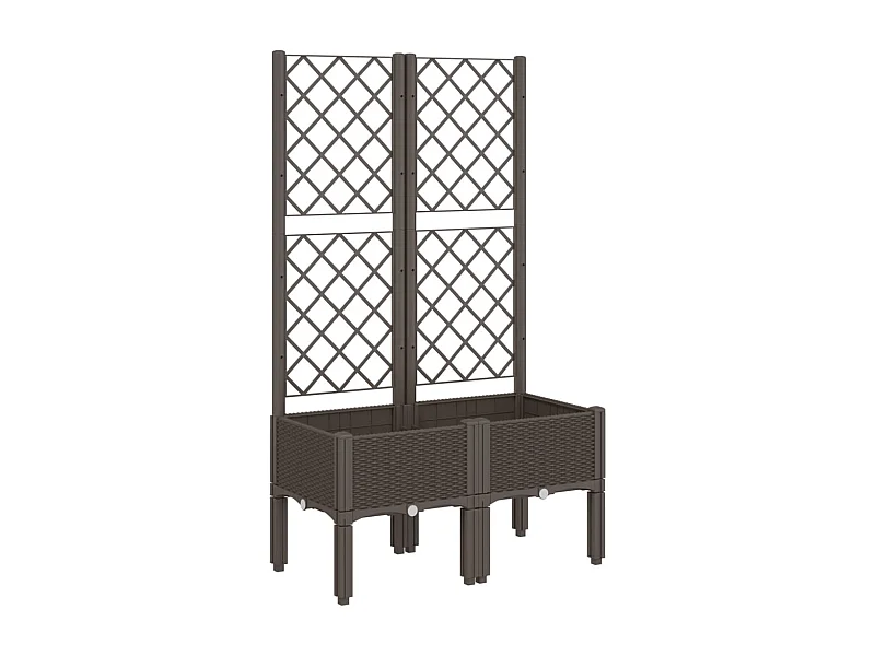 Bandeja de canteiro elevada plantas flores terraço jardim com treliça 80 x 40 x 142 cm PP marrom 02_0038311