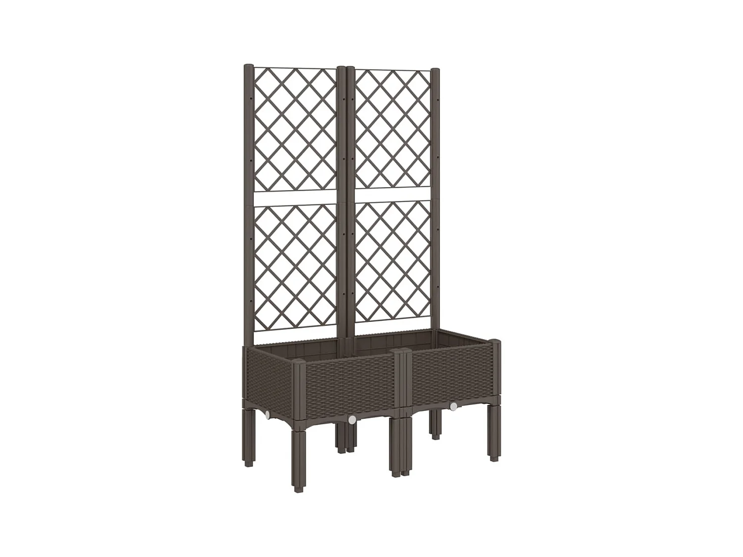 Bandeja de canteiro elevada plantas flores terraço jardim com treliça 80 x 40 x 142 cm PP marrom 02_0038311