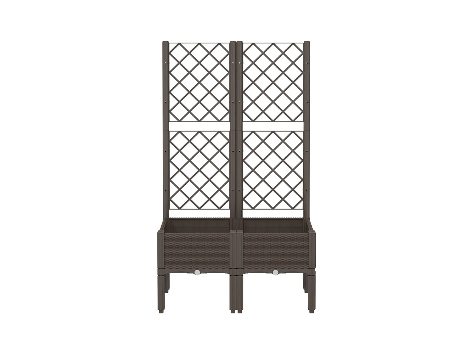 Bandeja de canteiro elevada plantas flores terraço jardim com treliça 80 x 40 x 142 cm PP marrom 02_0038311
