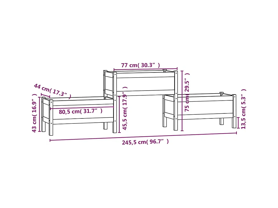 Jardinière bac lit surélevé bois marron 245.5 x 44 x 75 cm 02_0037477