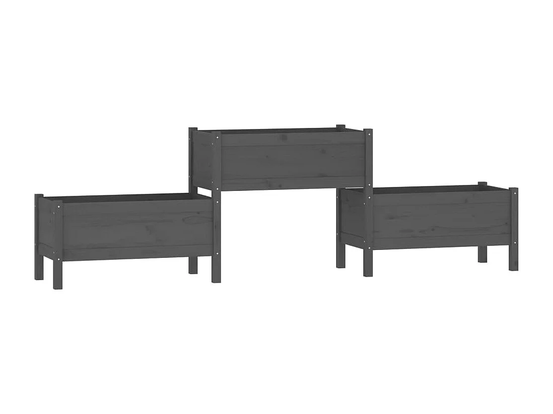 Vassoio per fioriera aiuola rialzata piante fiori terrazza giardino 245,5 x 44 x 75 cm legno massello di pino grigio 02_0037477
