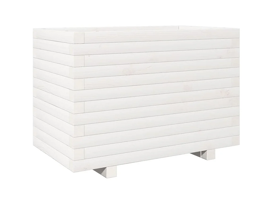 Bandeja para plantador de plantas com canteiro elevado flores terraço jardim 70 x 40 x 49,5 cm madeira maciça de pinho branco 02_0037790