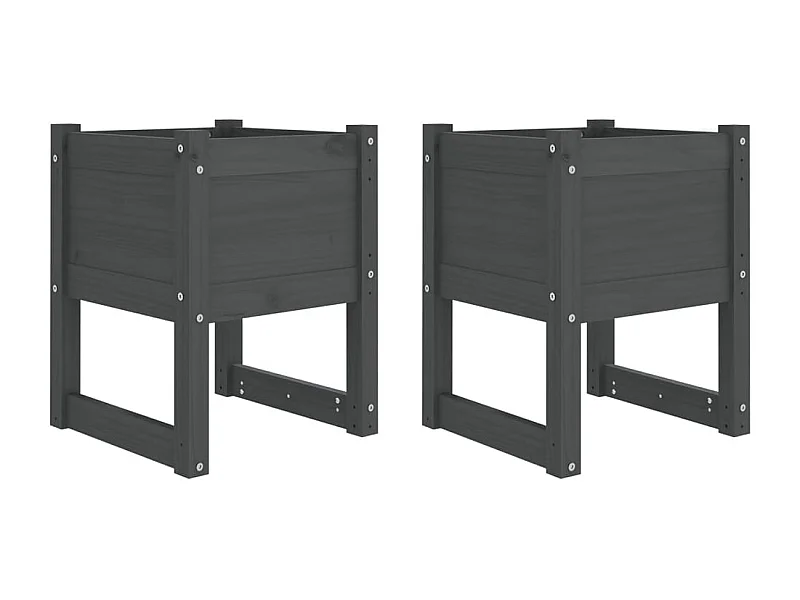 Vaso per fioriera aiuola rialzata piante fiori giardino terrazze set da 2 40 x 40 x 52,5 cm legno massello di pino grigio 02_0038962