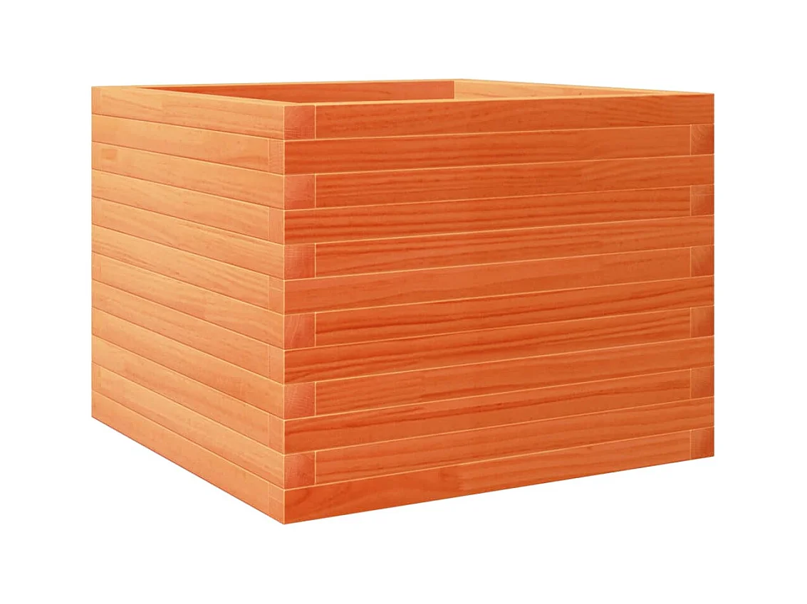 Macetero bancal elevado plantas flores terraza jardín cera 60 x 60 x 45,5 cm madera maciza de pino marrón 02_0038471