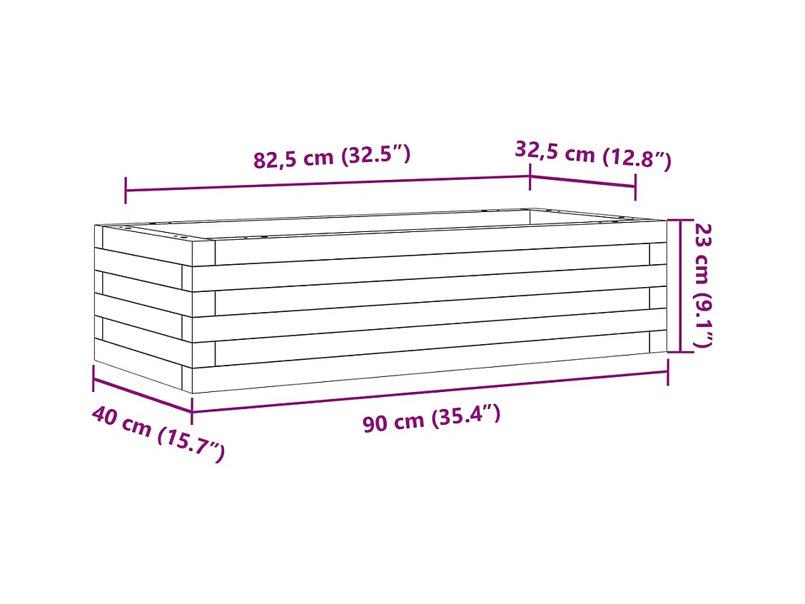 Jardinière bac lit surélevé bois blanche 90 x 40 x 23 cm 02_0037969