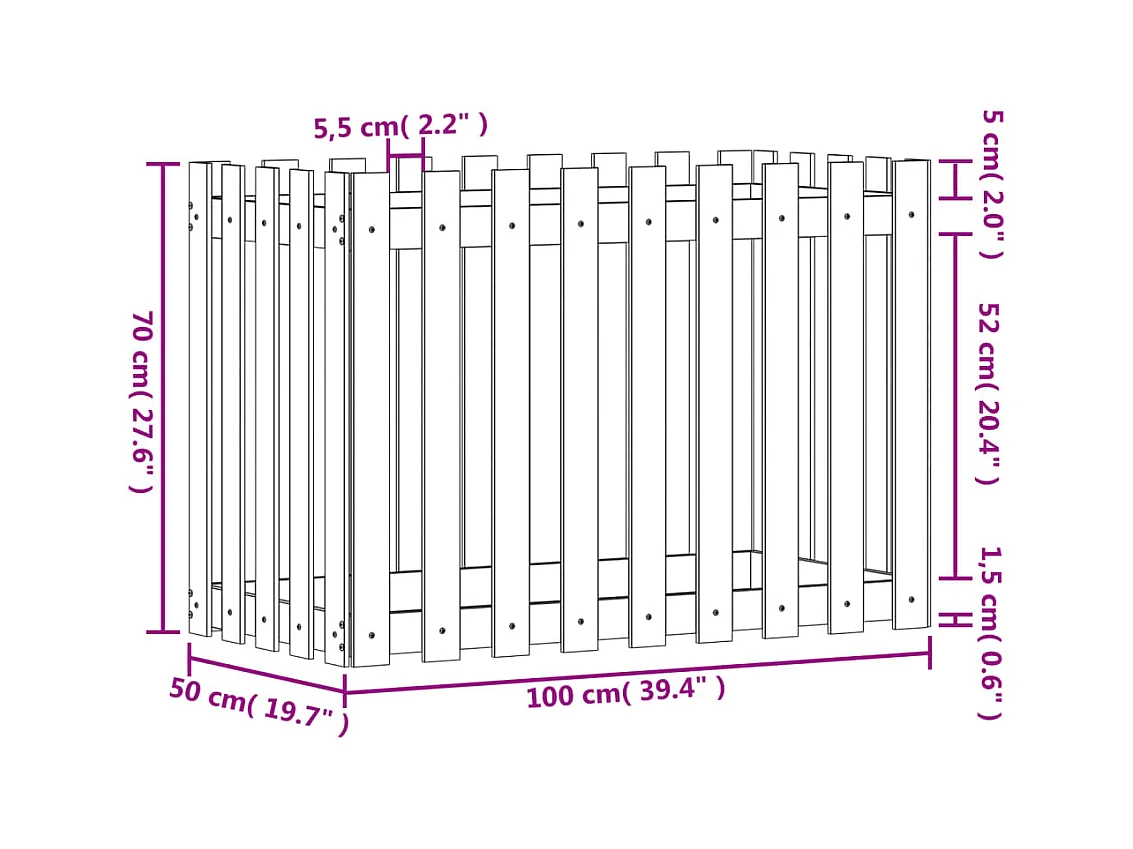 Jardinière bac lit surélevé blanche 100 x 50 x 70 cm 02_0039793