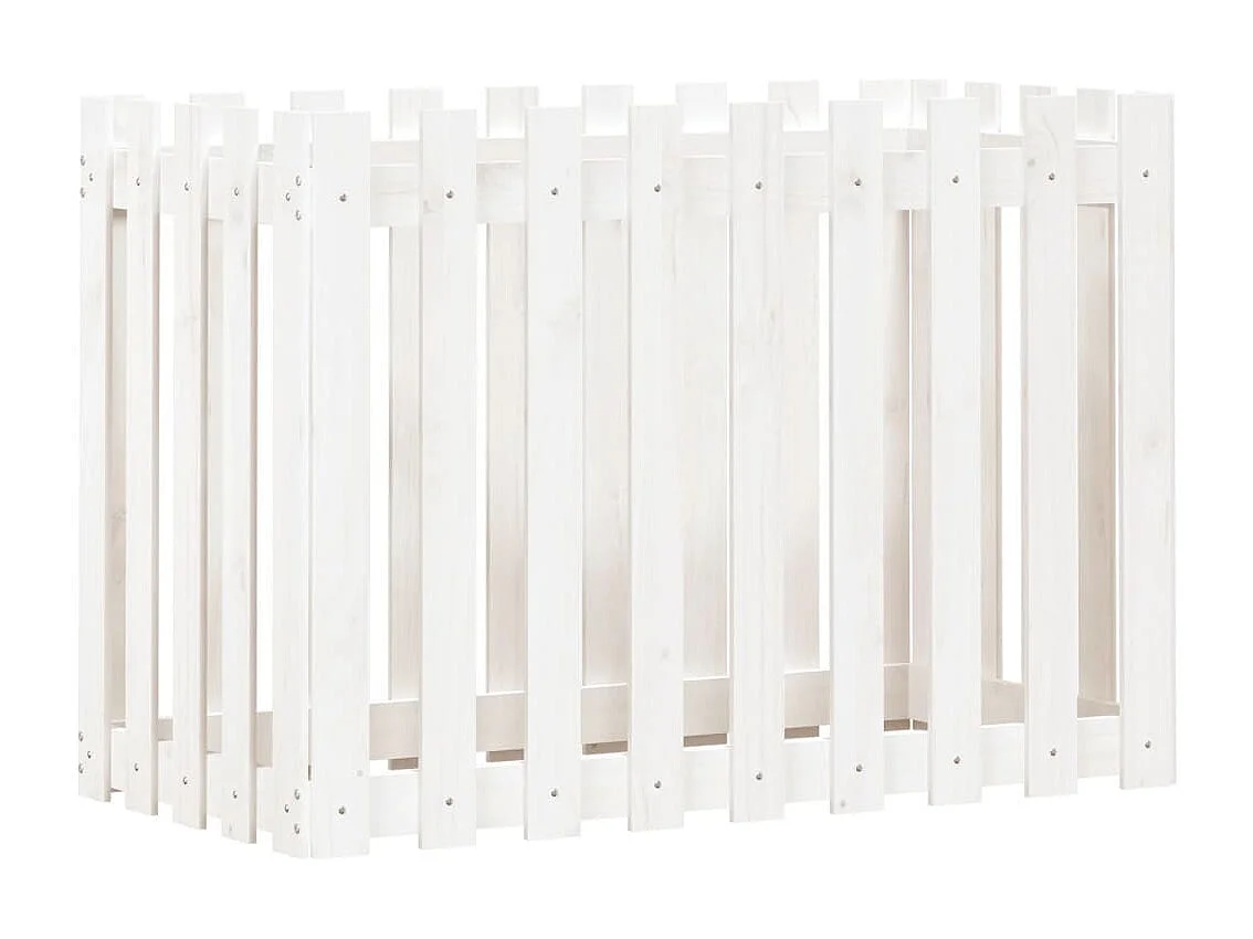 Macetero bancal elevado plantas flores terraza jardín valla de jardín diseño 100 x 50 x 70 cm pino macizo blanco 02_0039793