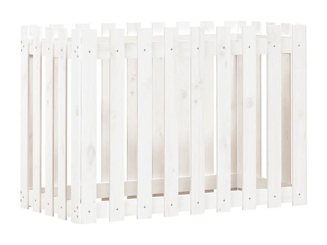 Macetero bancal elevado plantas flores terraza jardín valla de jardín diseño 100 x 50 x 70 cm pino macizo blanco 02_0039793