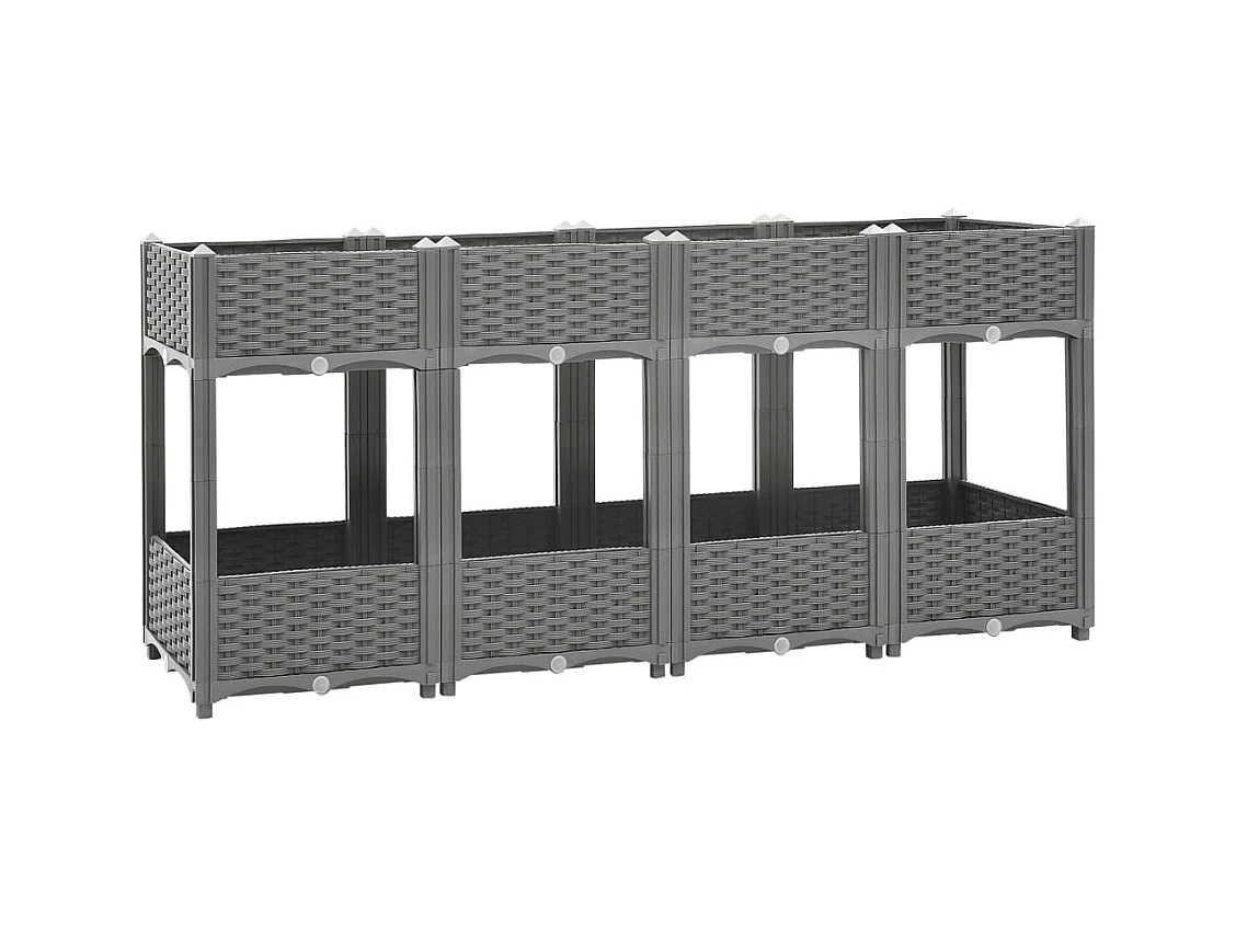 Macetero bancal elevado plantas flores terraza jardín 160 x 40 x 71 cm polipropileno gris 02_0039218