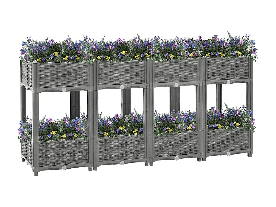 Vassoio per fioriera aiuola rialzata piante fiori terrazza giardino 160 x 40 x 71 cm polipropilene grigio 02_0039218