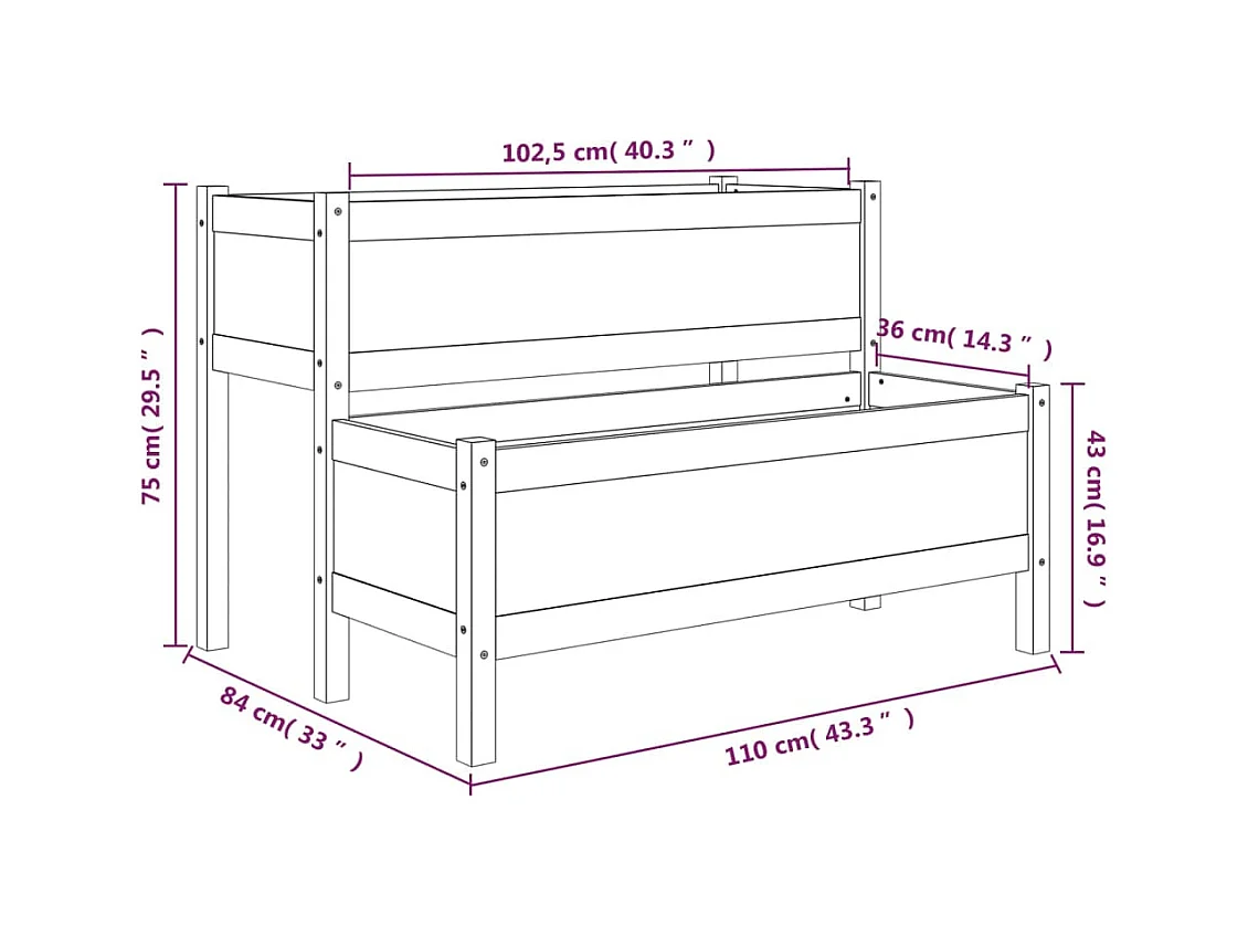 Jardinière bac lit surélevé bois marron 110 x 84 x 75 cm 02_0037390