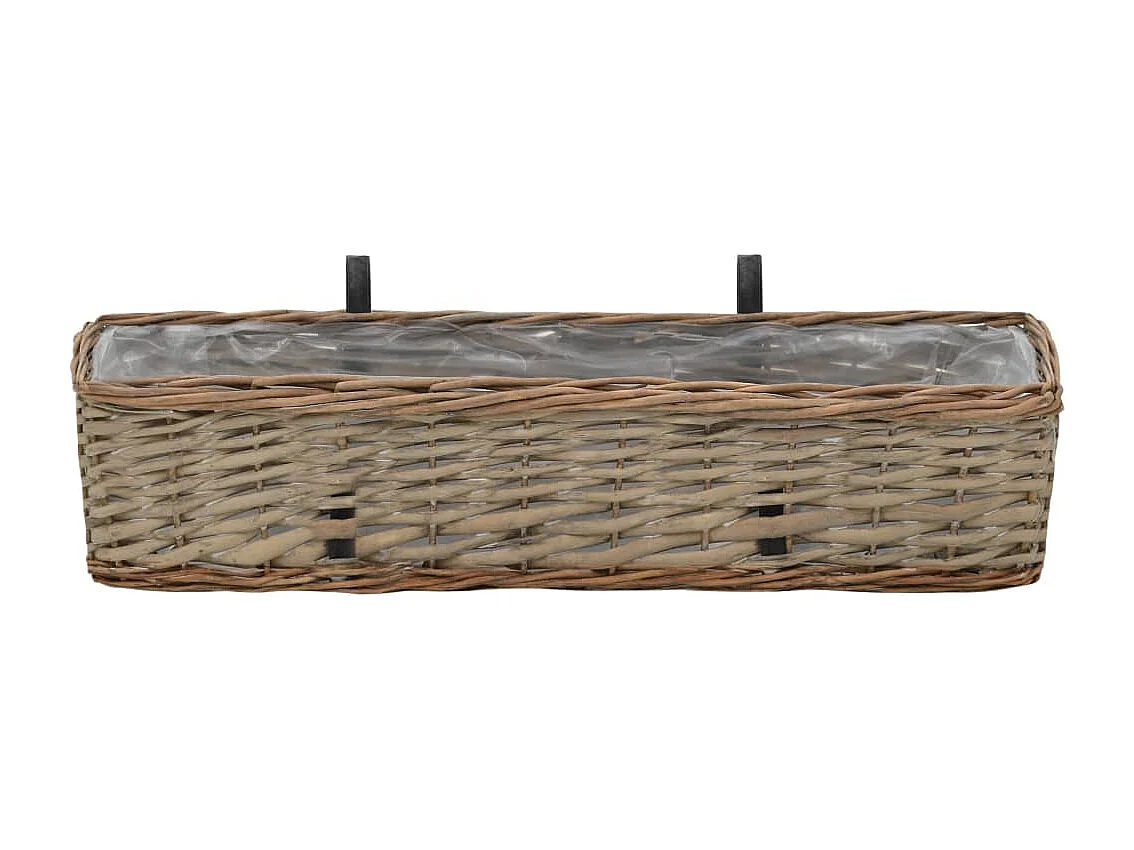 Set di 2 fioriere da balcone in vimini con rivestimento in PE piante da giardino fiori 60 cm 02_0000822