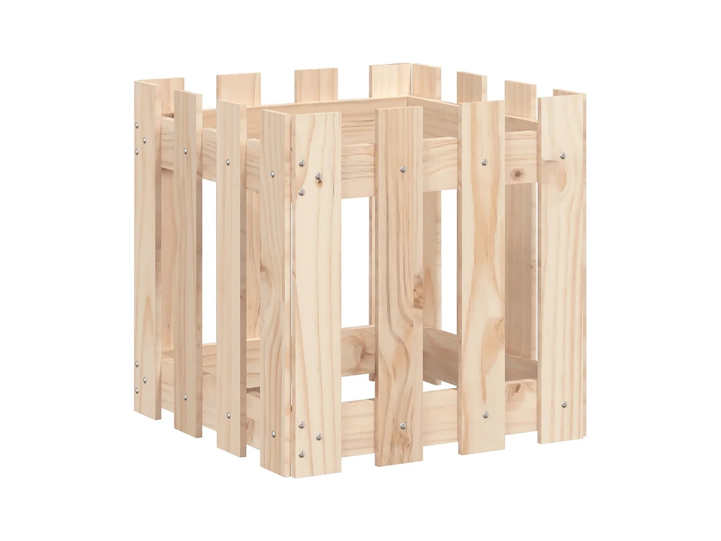 Vaso per fioriera aiuola rialzata piante fiori terrazza giardino con recinzione design 40 x 40 x 40 cm pino massiccio marrone 02_0038094
